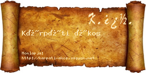 Kárpáti Ákos névjegykártya